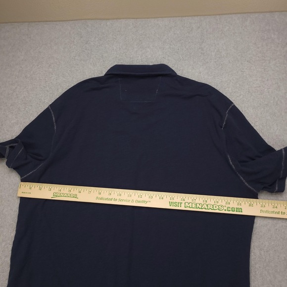 John Varvatos Polo Shirt Mens 2XL Blue Embroidered Peace Logo Cotton Jersey - Picture 9 of 12